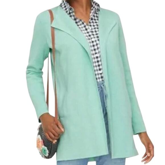 J. Crew Cardigan Sweater Size S Aqua Blue Vanessa Open Front 100% Cotton Pockets - Picture 1 of 9